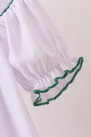 White wreath smocked dress
