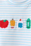 Blue School Apple French Knot Top