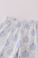 Blue pumpkin embroidery pants set