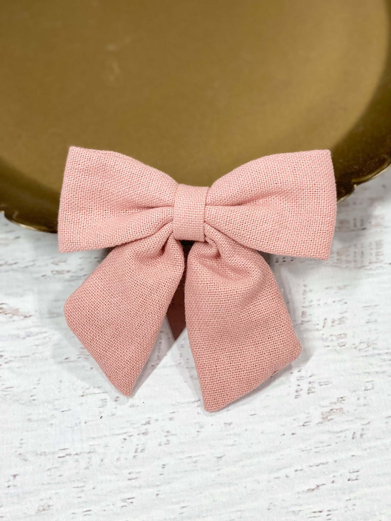 Linen Fabric Hair Bows: FINAL SALE