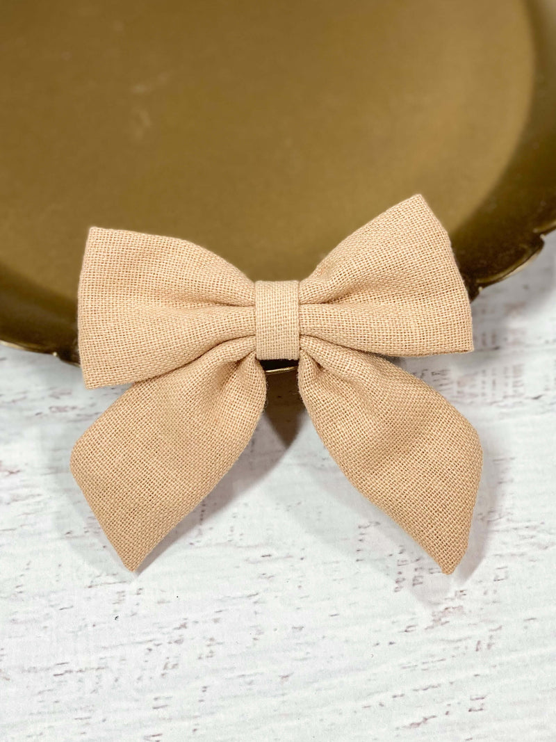 Linen Fabric Hair Bows: FINAL SALE