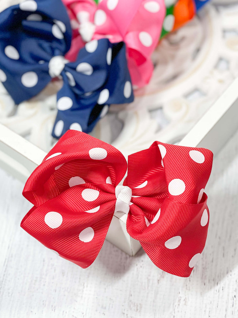 Polka Dot Hair Bow - Alligator Clip - 4.5" : FINAL SALE