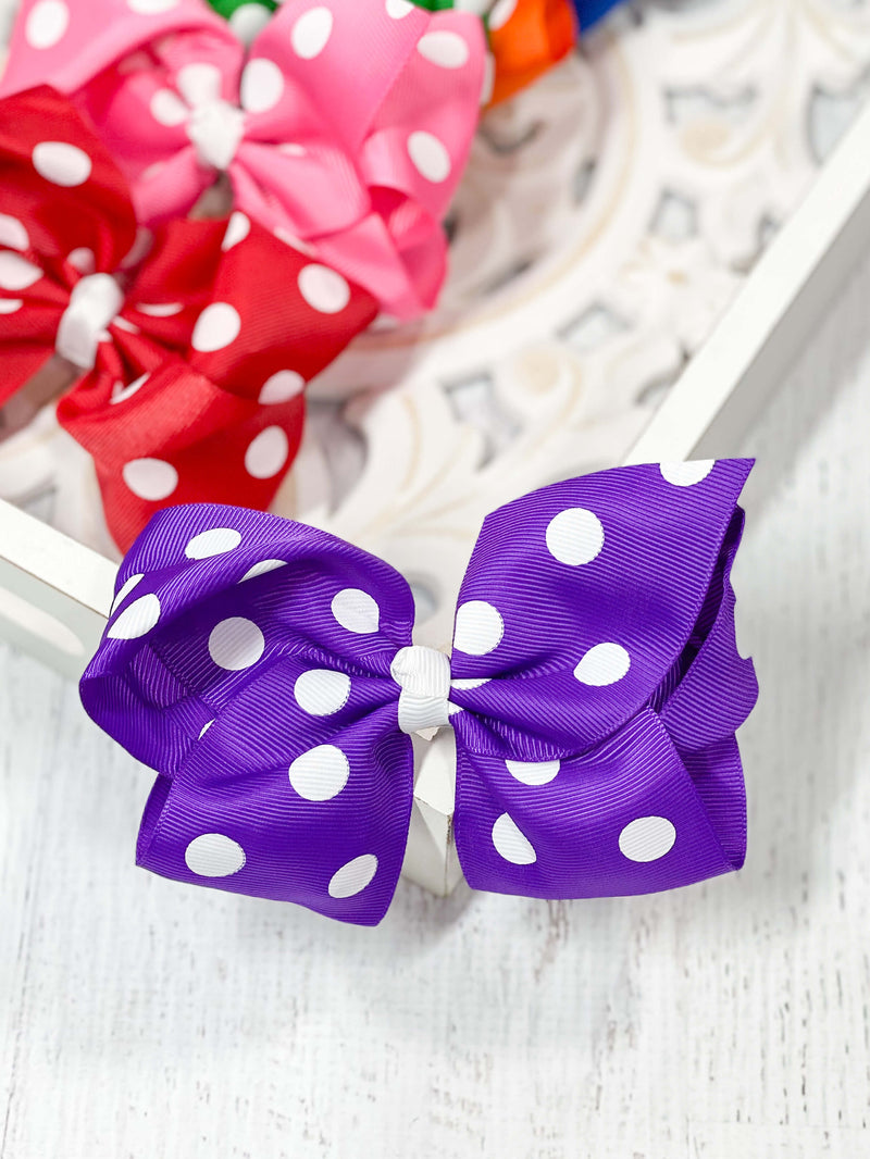 Polka Dot Hair Bow - Alligator Clip - 4.5" : FINAL SALE