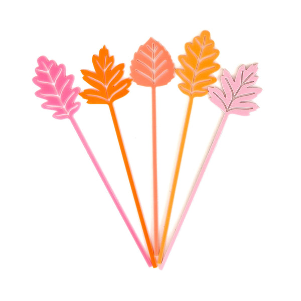 Fall leaves drink stirrers