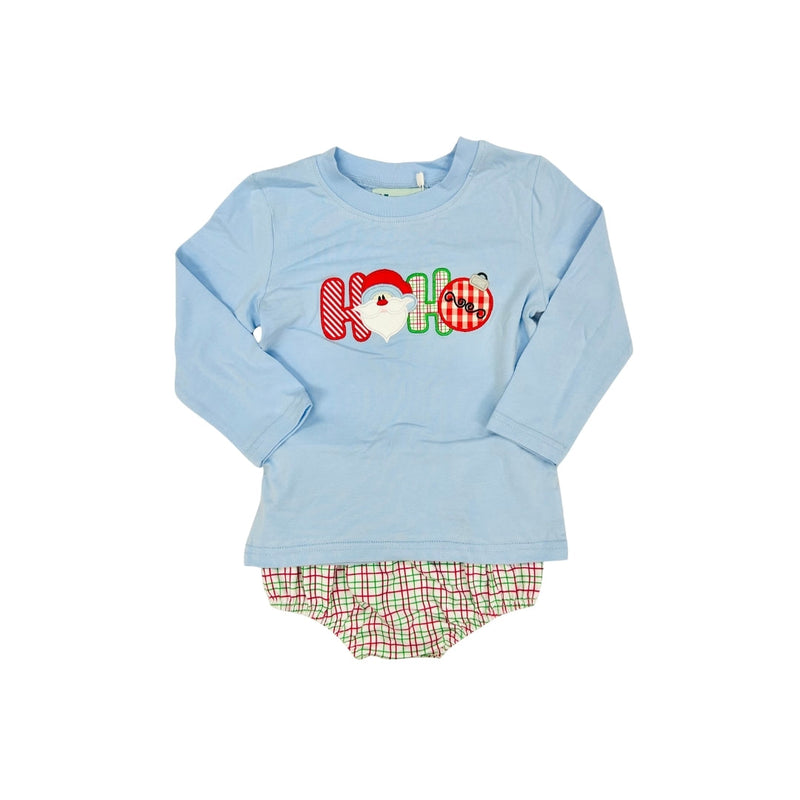 Hazel Blue Ho Ho Ho Plaid Diaper Set