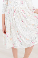 Whimsical Wildflowers 3/4 Sleeve Pocket Twirl Dress