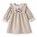 Embroidered Wildflower Linen Dress With Lace Trim