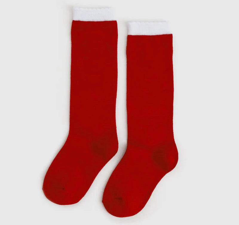 Santa baby scalloped knee high socks