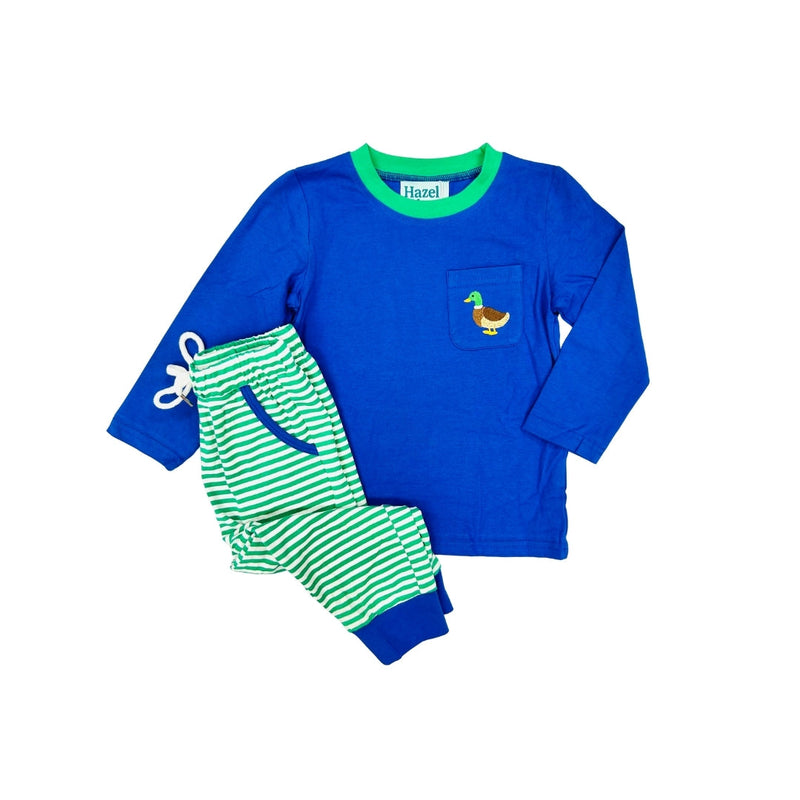 Hazel Blue Duck Embroidered Jogger Set