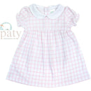 Pink Gingham Pima Cotton Baby Dress with Peter Pan Collar | Boutique Baby Girl Dress | Bossier City, LA