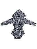 Snow leopard Ribbed Hooded romper