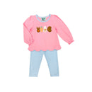 Hazel Blue Pink Milk & Cookies Ruffle Legging Set