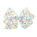 ABC Print Grosgrain Hair Bow | Girls Back-to-School Hair Bow | WeeStay™ Clip | Bossier City, LA