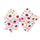 Apple, Pencil & Crayon Print Grosgrain Hair Bow | Back to School Girls Hair Bow with WeeStay™ Clip | Bossier City, LA