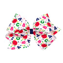 ABC, Apple & Confetti Print Grosgrain Hair Bow | Girls Back to School Boutique Hair Bow with WeeStay™ Clip | Bossier City, LA