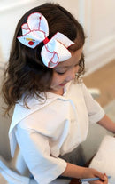 Pencil Embroidered Hair Bow | Girls Back-to-School Grosgrain Bow | WeeStay™ Clip | Bossier City, LA