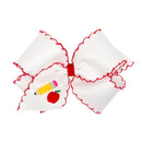 Pencil Embroidered Hair Bow | Girls Back-to-School Grosgrain Bow | WeeStay™ Clip | Bossier City, LA