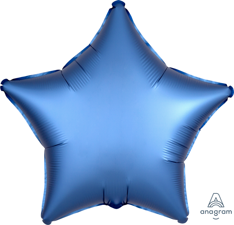 18" Satin Luxe Azure Blue Star Balloon for Parties, Unicorn Birthdays & More