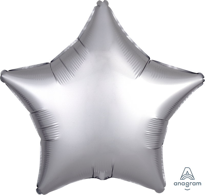 18" Satin Luxe Platinum Silver Star Balloon – Perfect for Parties & Celebrations!