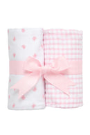 Baby Girls Pink Bow Burp Cloth Set (2 Pack) – Cotton Burp Cloths | The Prissy Pelican Boutique Bossier City LA