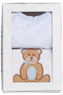 Blue Teddy Bear Baby Bib & Burp Cloth Gift Set | Newborn Baby Boy Gift Set | Bossier City Baby Boutique