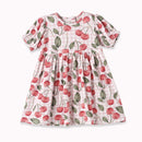 Cherry Picnic Puff Sleeve Bamboo Dress
