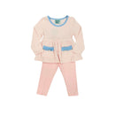 Hazel Blue Pink Stripe Legging Set with Ruffle Pockets
