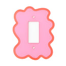 Pink and coral squiggle light switch cover