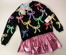 Queen of Sparkles Black Multi Bow Sweatshirt | Sequin Rainbow Bow Top | Kids