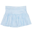 Blue Gingham Gathered Skort for Girls – Southern Boutique Skirt with Built-In Shorts | Bossier City, LA