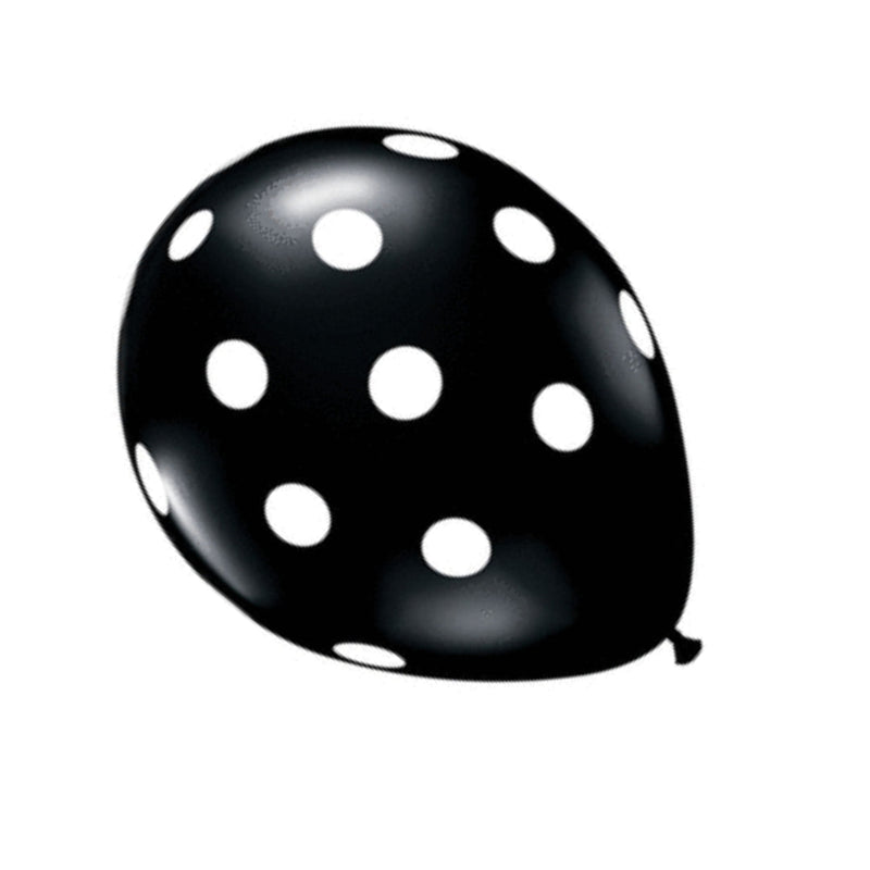 11" Latex Balloon Black Polka Dot (10 Pack)