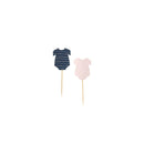 Navy & Pink Baby Onesie Cupcake Toppers for Gender Reveal or Baby Shower Party Decor