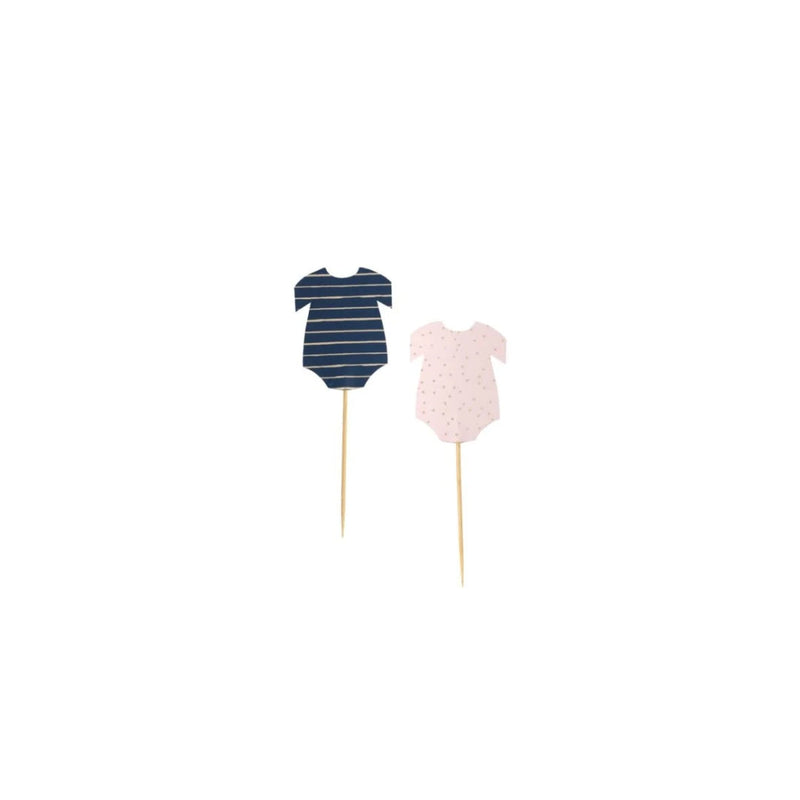 Navy & Pink Baby Onesie Cupcake Toppers for Gender Reveal or Baby Shower Party Decor