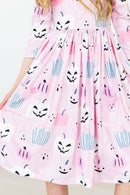 SALE Happy Haunting 3/4 Sleeve Pocket Twirl Dress