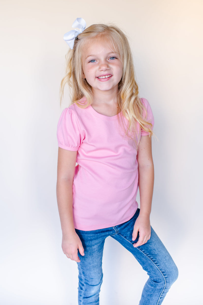 Girl's Short Sleeve Puff Shirts