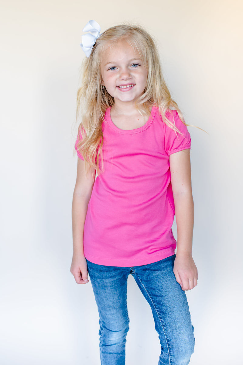 Girl's Short Sleeve Puff Shirts