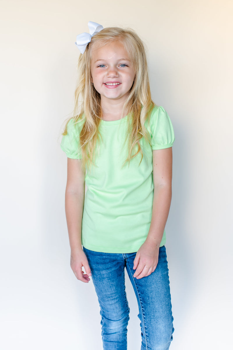 Girl's Short Sleeve Puff Shirts
