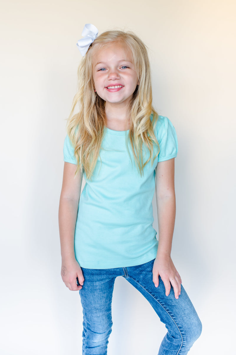 Girl's Short Sleeve Puff Shirts