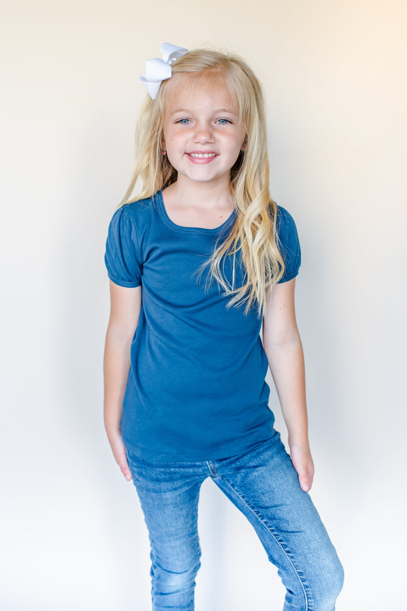 Girl's Short Sleeve Puff Shirts