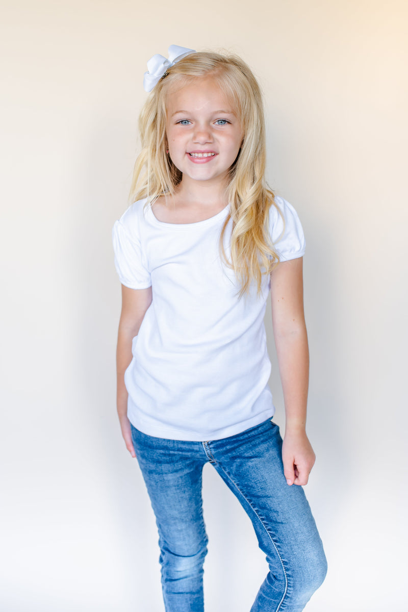 Girl's Short Sleeve Puff Shirts
