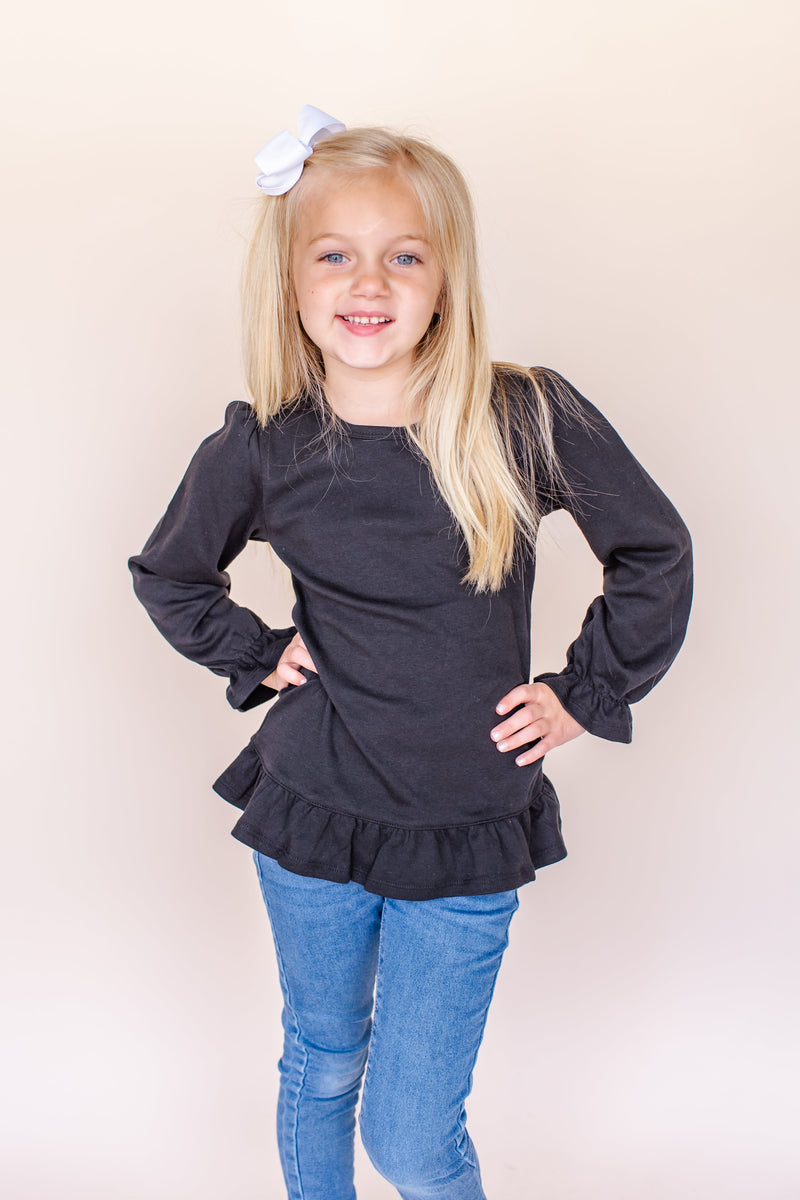 Girl's Long Sleeve Ruffle Shirt