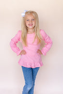 Girl's Long Sleeve Ruffle Shirt