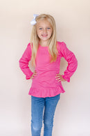 Girl's Long Sleeve Ruffle Shirt