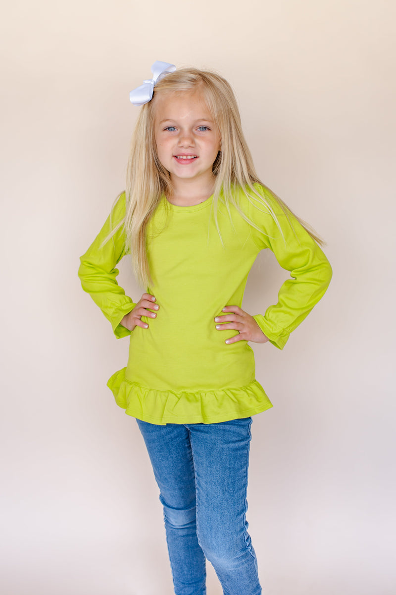 Girl's Long Sleeve Ruffle Shirt