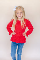 Girl's Long Sleeve Ruffle Shirt