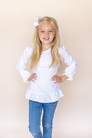 Girl's Long Sleeve Ruffle Shirt