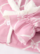Mommy & me Autumn Check Bow Girls Lapel Pajamas