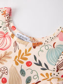 Fall Thanksgiving Pumpkin Leaf Print Dress