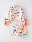 Halloween Mommy and Me Bow Print Pajama Set