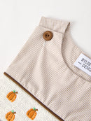 Fall Halloween & Thanksgiving  Pumpkin Smock Embroidered Boys Romper